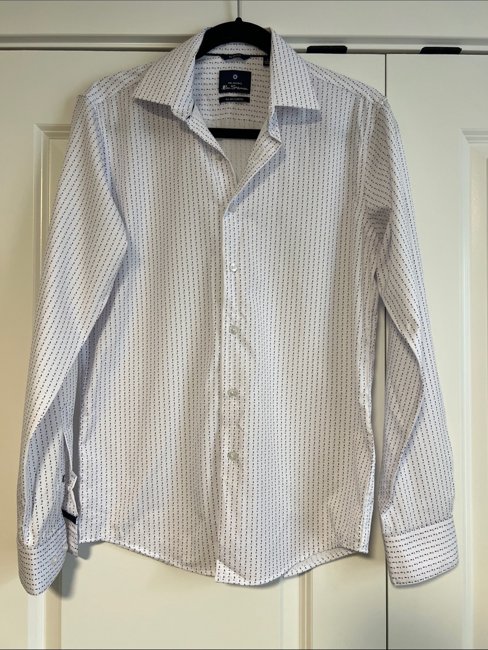 Ben Sherman White Dress Shirt with Red & Navy Pattern